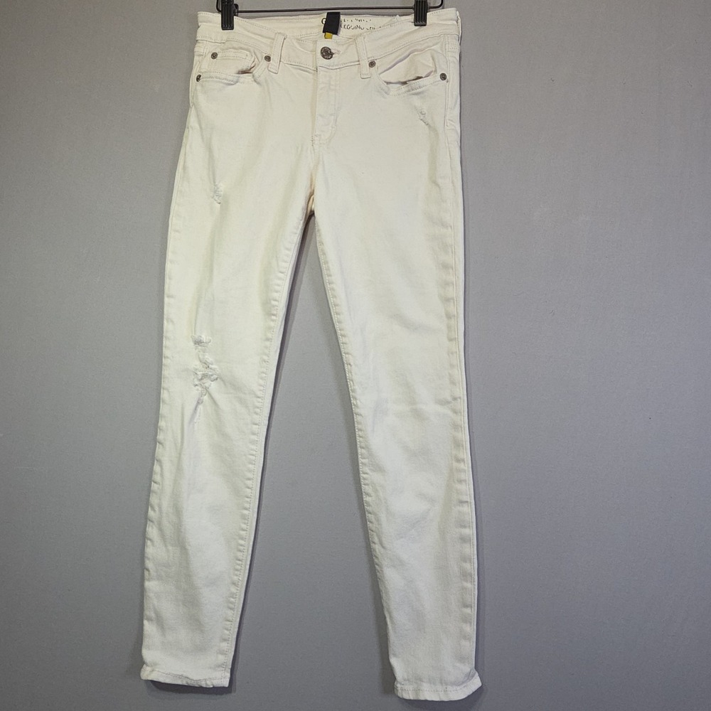 Gap‎ Legging Fit White Distressed Skinny Jeans Women's Size 2/26R Stretch Ankle